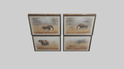 Framed Wildlife Prints VR / AR / low-poly