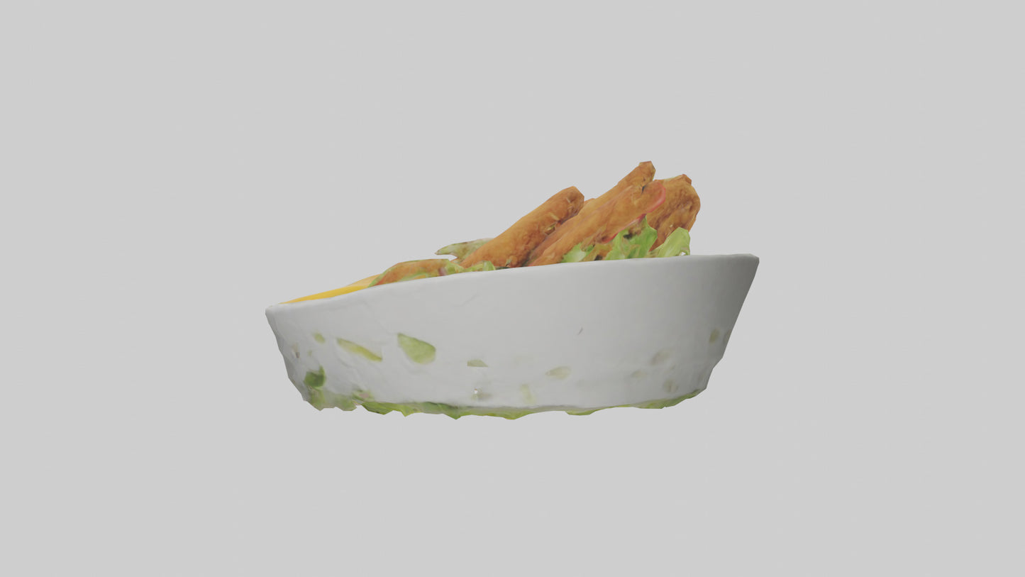 Fried chicken salad model 3D model