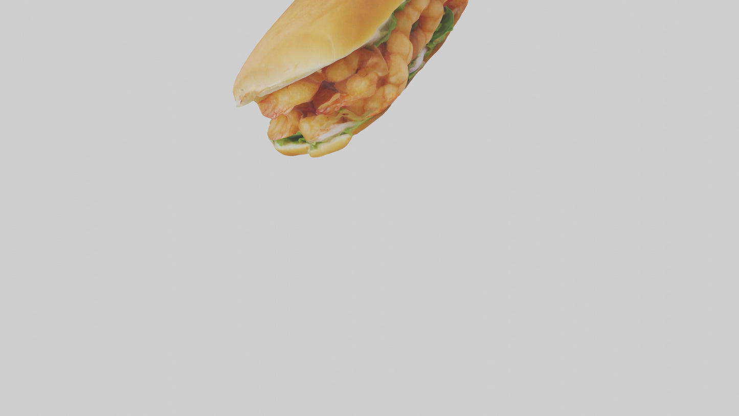 Fried shrimp sandwich model 3D model