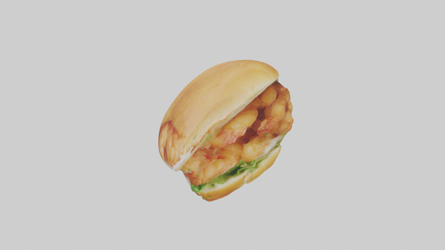 Fried shrimp sandwich model 3D model