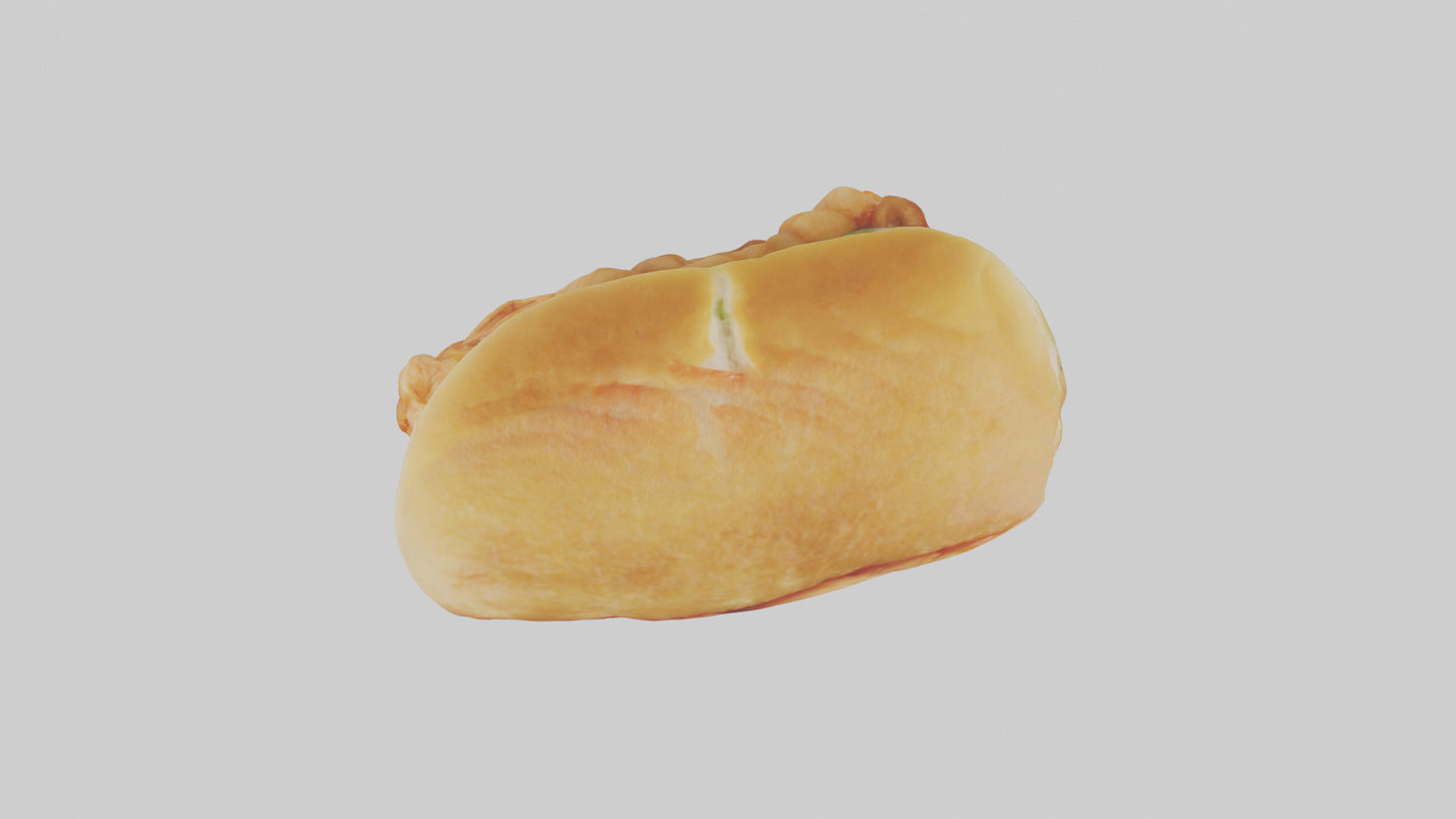 Fried shrimp sandwich model 3D model