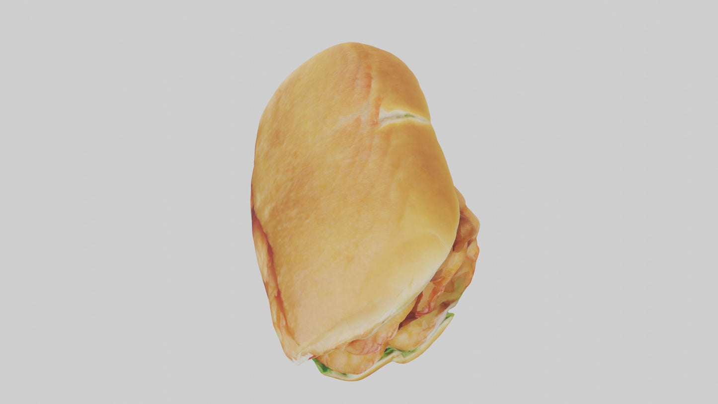 Fried shrimp sandwich model 3D model