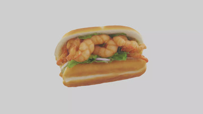Fried shrimp sandwich model 3D model
