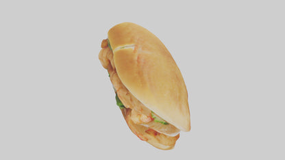 Fried shrimp sandwich model 3D model