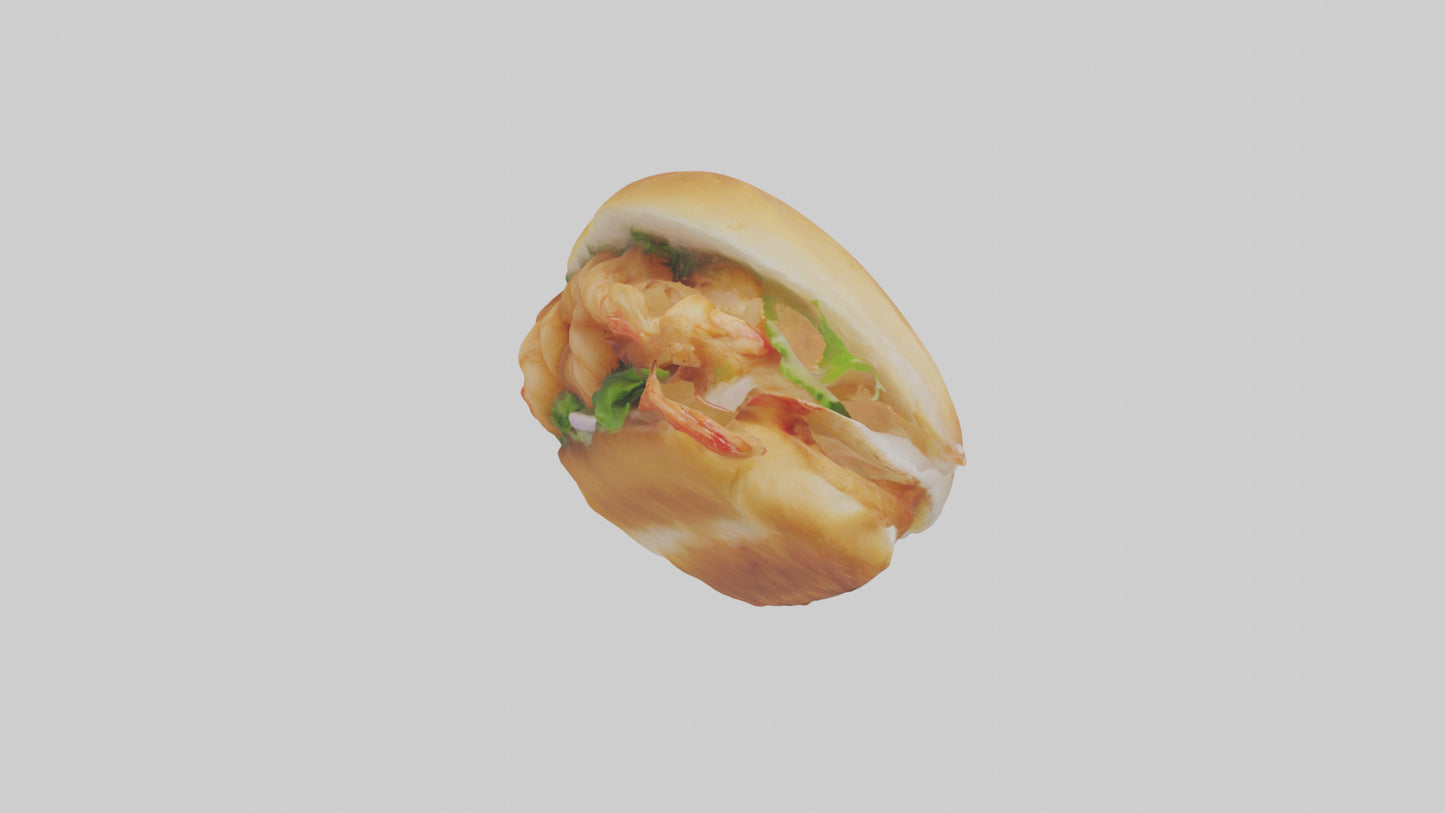 Fried shrimp sandwich model 3D model