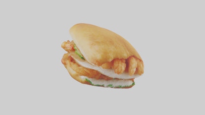 Fried shrimp sandwich model 3D model