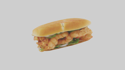 Fried shrimp sandwich model 3D model