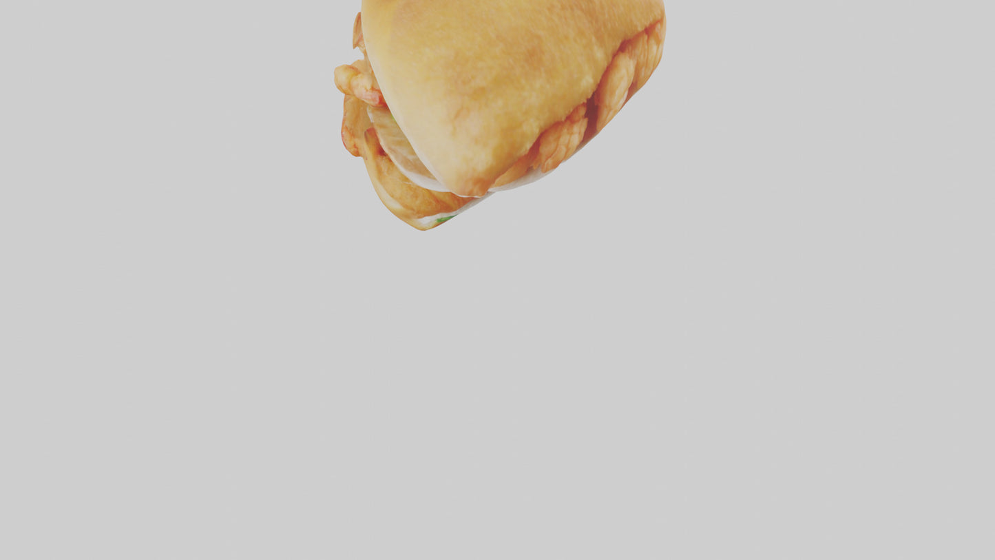 Fried shrimp sandwich model 3D model