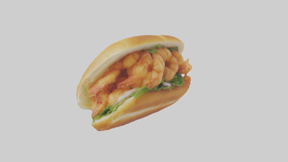 Fried shrimp sandwich model 3D model