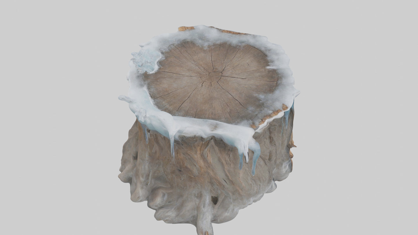 Frozen Tree Stump model VR / AR / low-poly