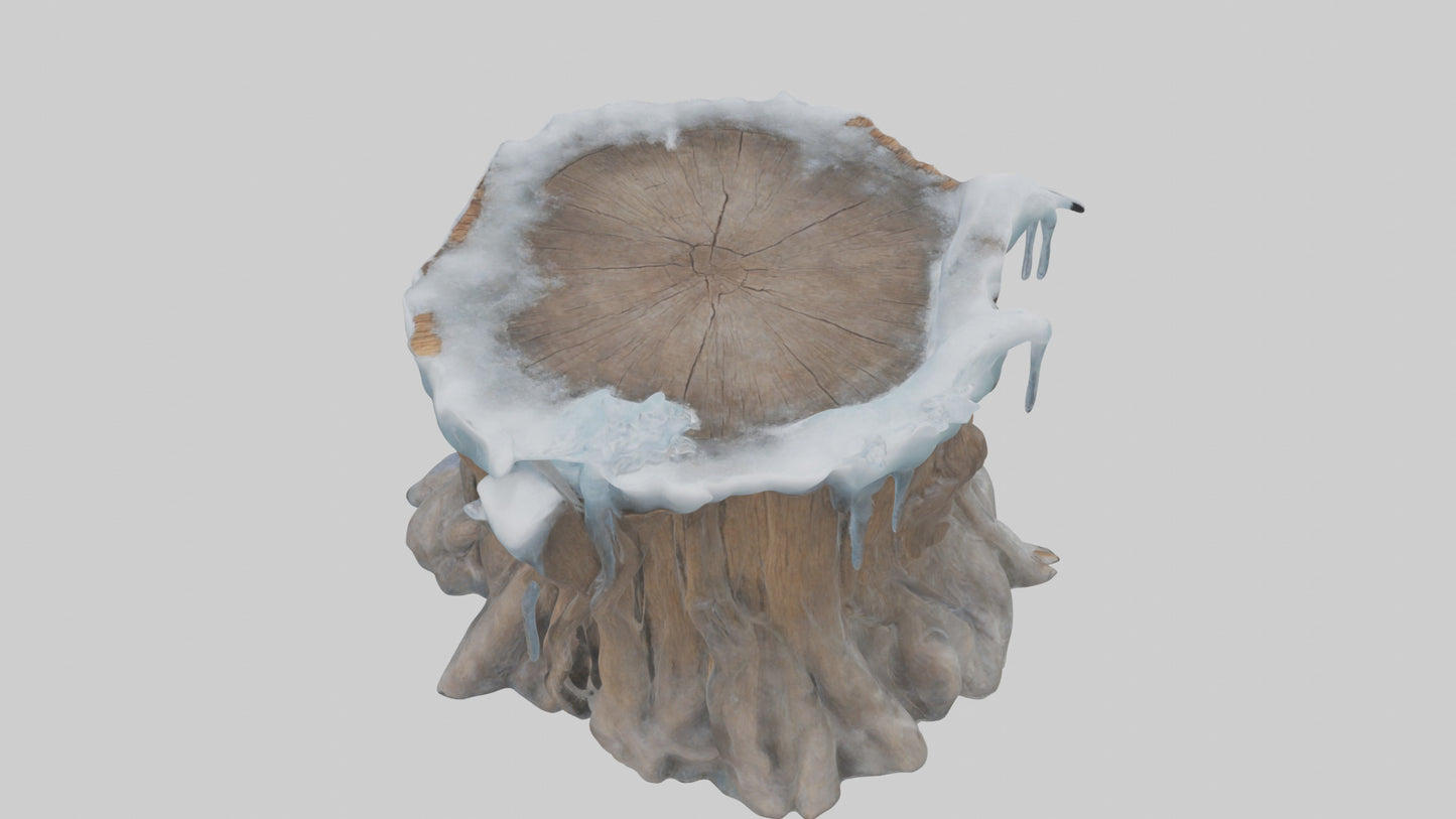 Frozen Tree Stump model VR / AR / low-poly