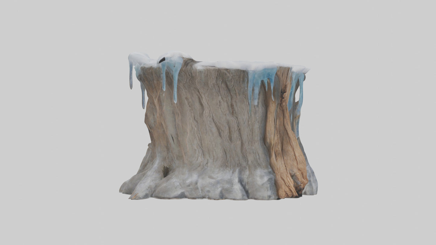 Frozen Tree Stump model VR / AR / low-poly