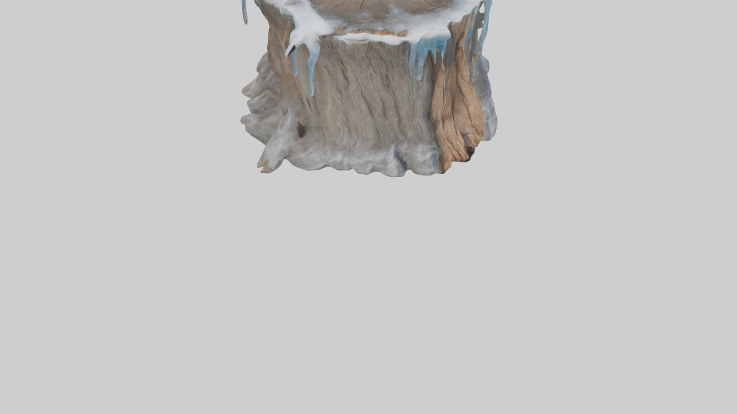 Frozen Tree Stump model VR / AR / low-poly
