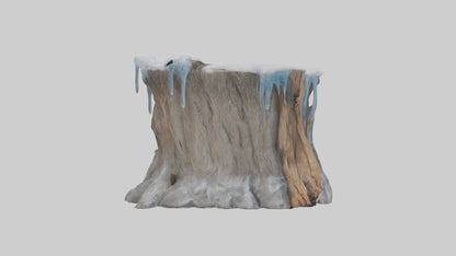Frozen Tree Stump model VR / AR / low-poly