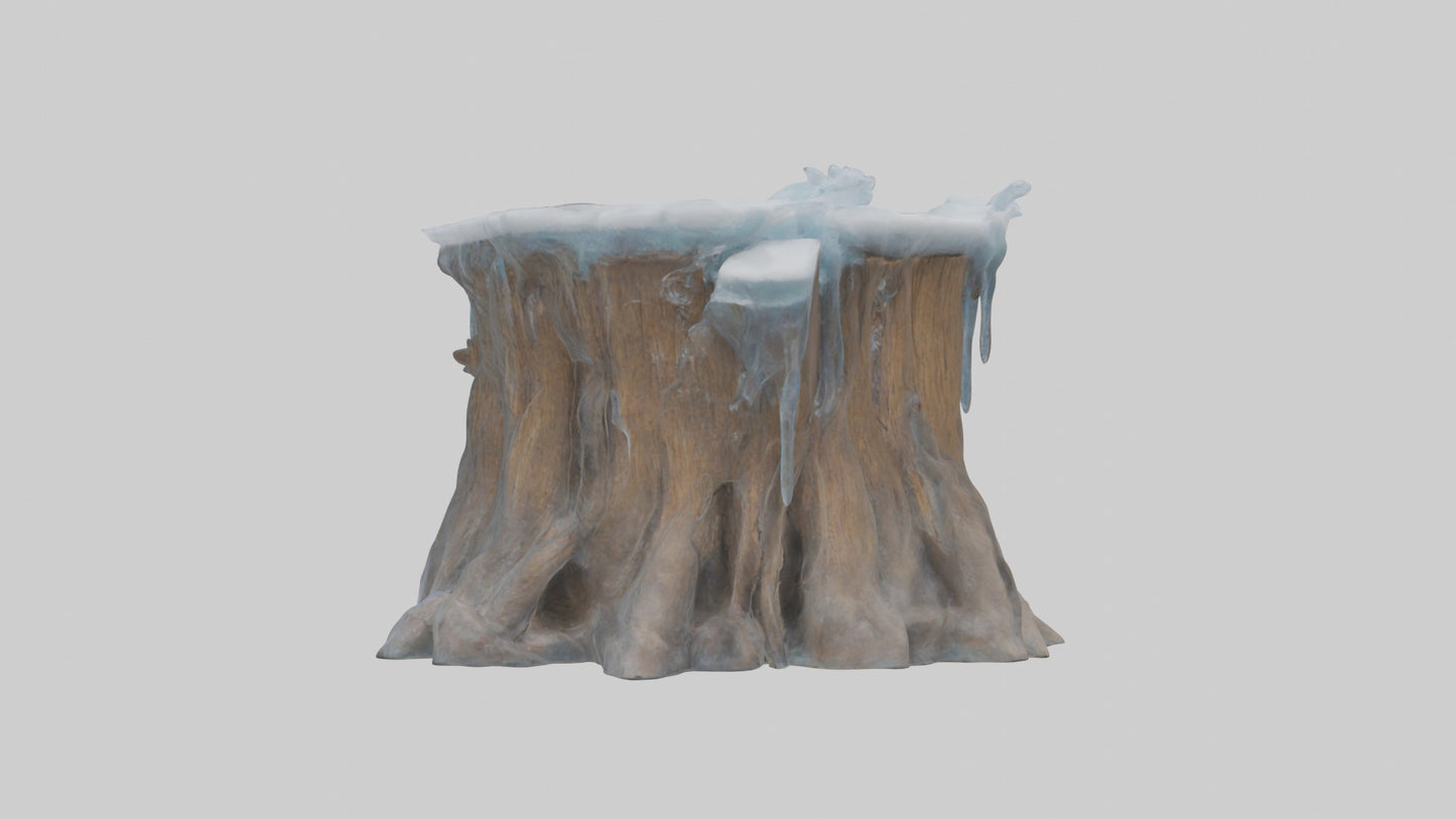 Frozen Tree Stump model VR / AR / low-poly