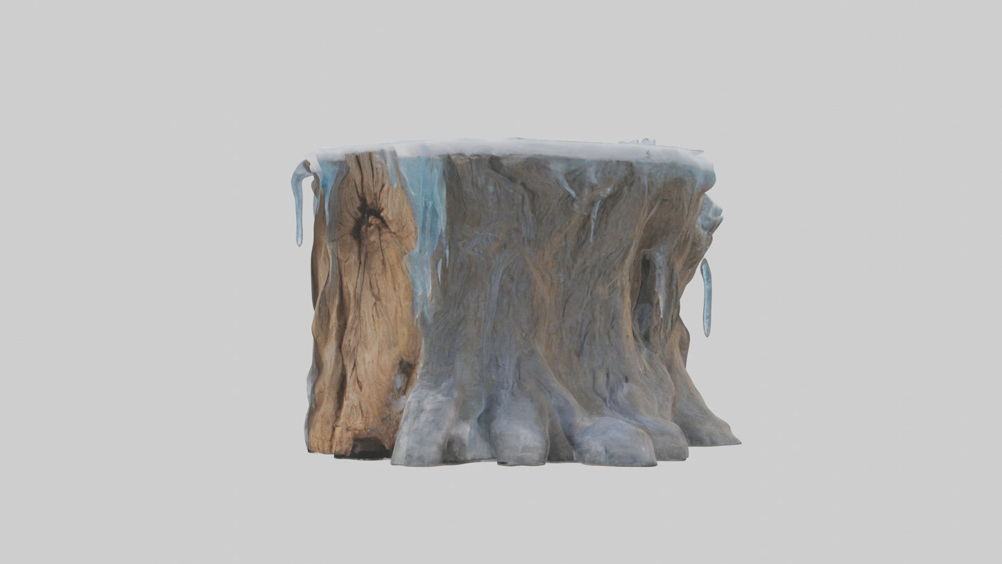 Frozen Tree Stump model VR / AR / low-poly