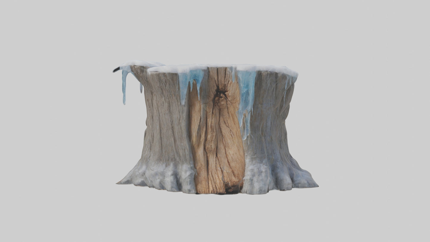 Frozen Tree Stump model VR / AR / low-poly