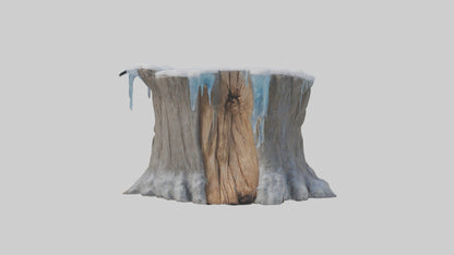 Frozen Tree Stump model VR / AR / low-poly