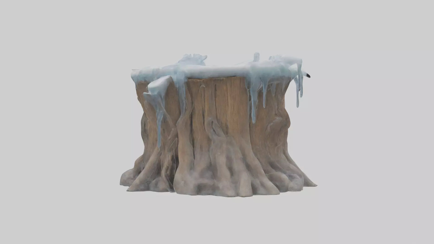 Frozen Tree Stump model VR / AR / low-poly