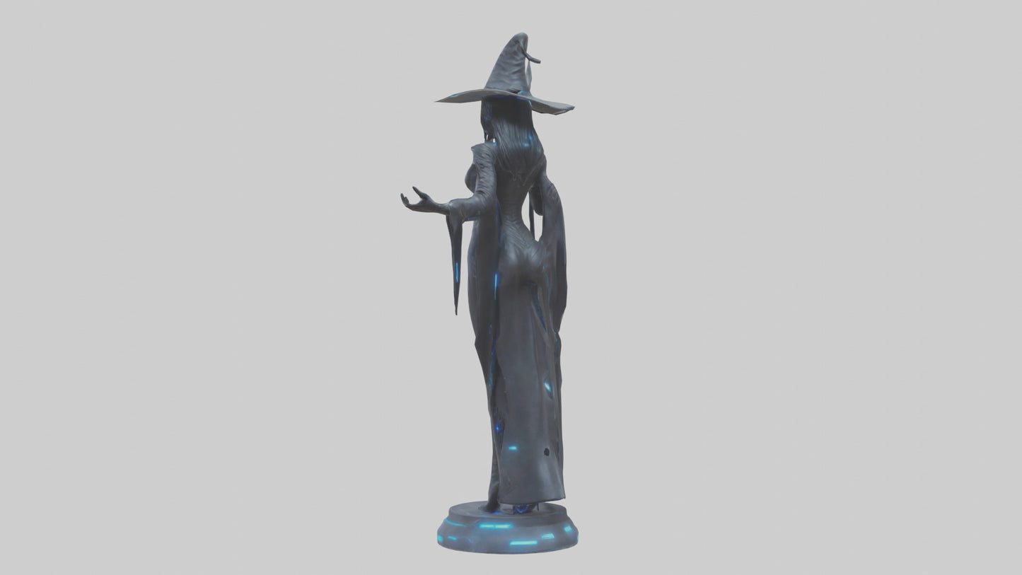 Futuristic Witch statue model VR / AR / low-poly