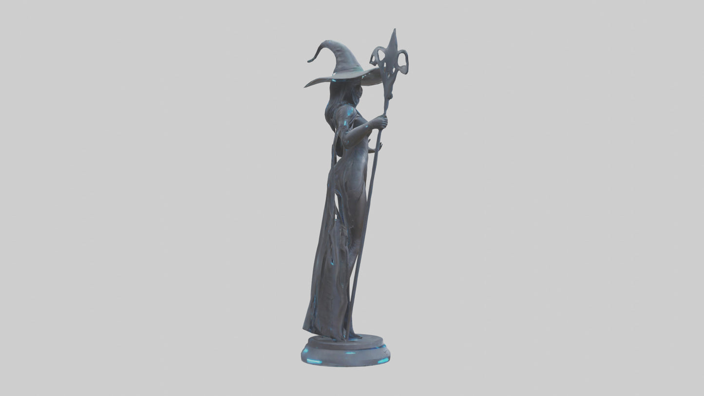 Futuristic Witch statue model VR / AR / low-poly