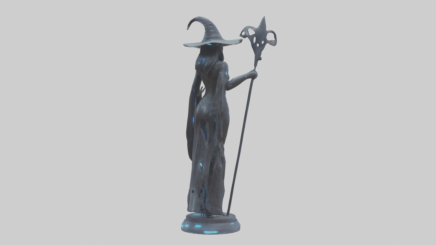 Futuristic Witch statue model VR / AR / low-poly