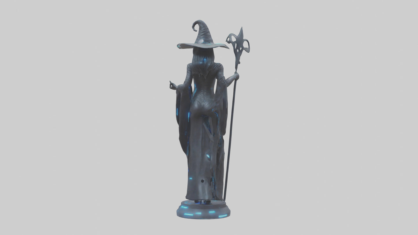 Futuristic Witch statue model VR / AR / low-poly