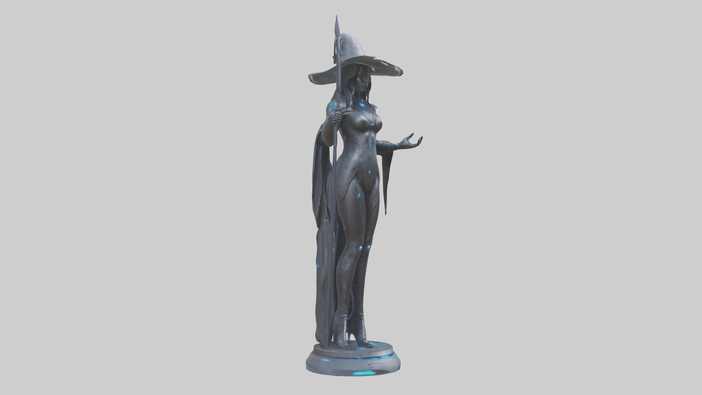 Futuristic Witch statue model VR / AR / low-poly