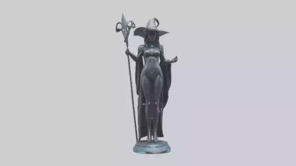 Futuristic Witch statue model VR / AR / low-poly