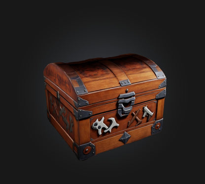 3D model game chest VR / AR / low-poly