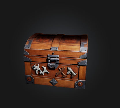 3D model game chest VR / AR / low-poly