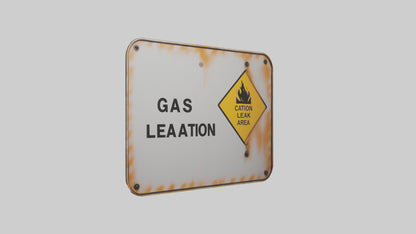 Gas Leak Area Caution Sign model 3D model
