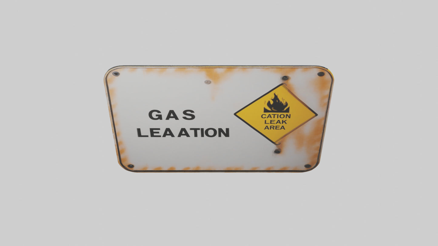 Gas Leak Area Caution Sign model 3D model