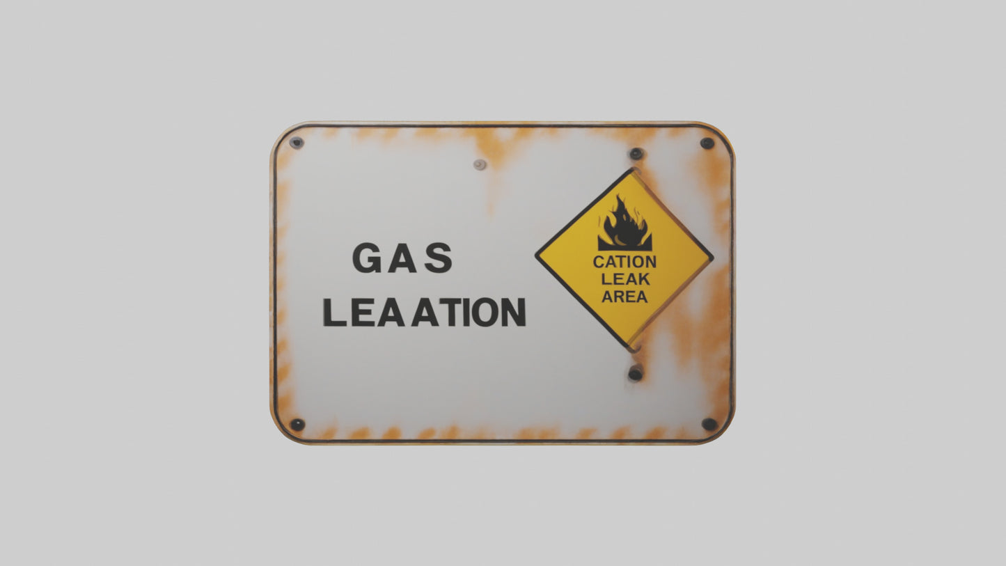 Gas Leak Area Caution Sign model 3D model