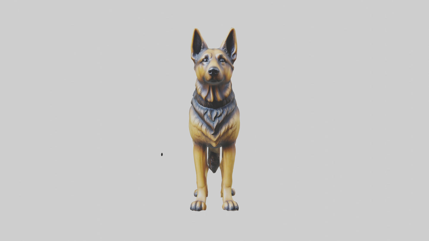 3D model German Shepherd statue model VR / AR / low-poly