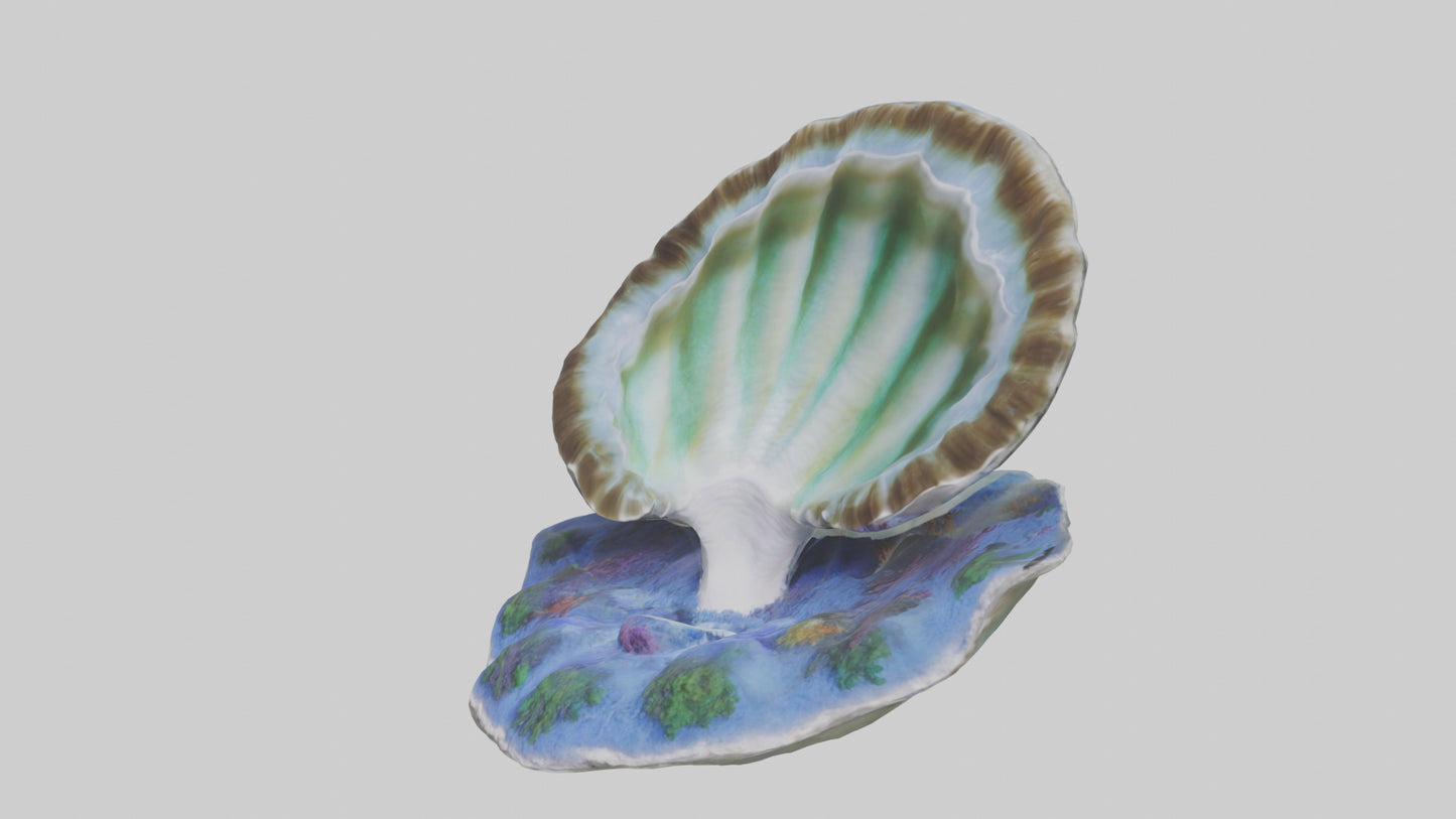 3D model Giant Clam resting on reef model VR / AR / low-poly