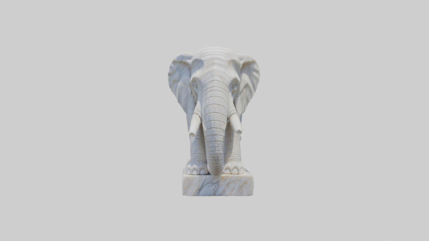 3D model Giant Marble Elephant statue model VR / AR / low-poly