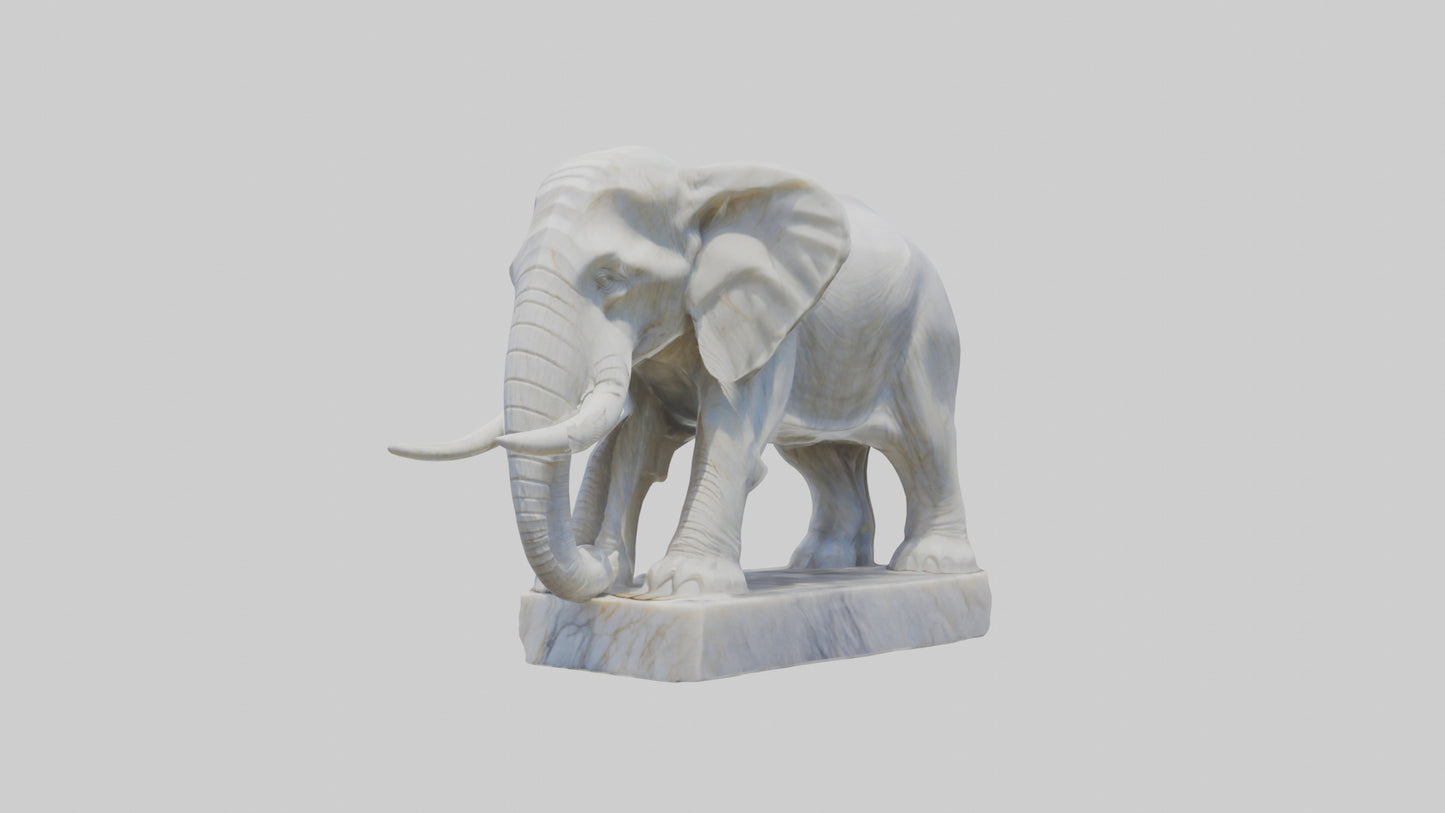 3D model Giant Marble Elephant statue model VR / AR / low-poly