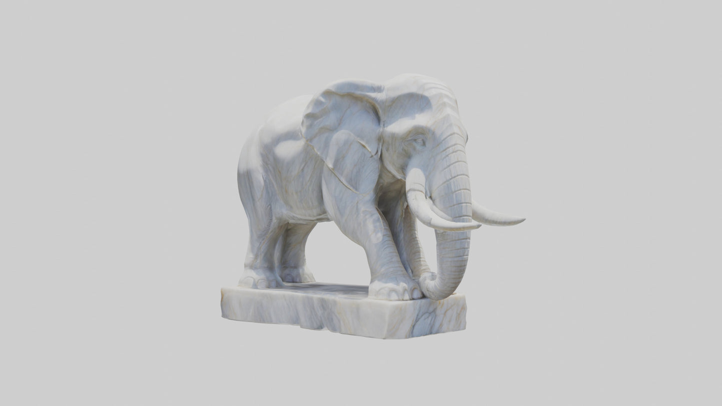 3D model Giant Marble Elephant statue model VR / AR / low-poly