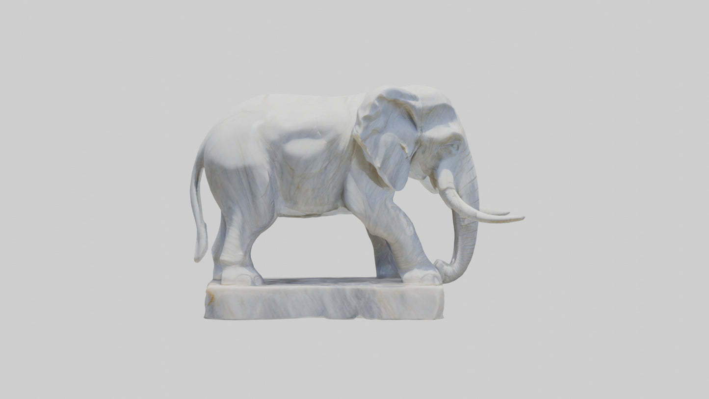 3D model Giant Marble Elephant statue model VR / AR / low-poly