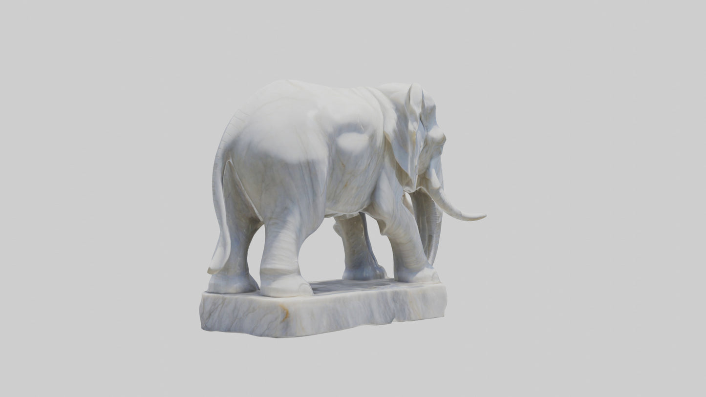 3D model Giant Marble Elephant statue model VR / AR / low-poly