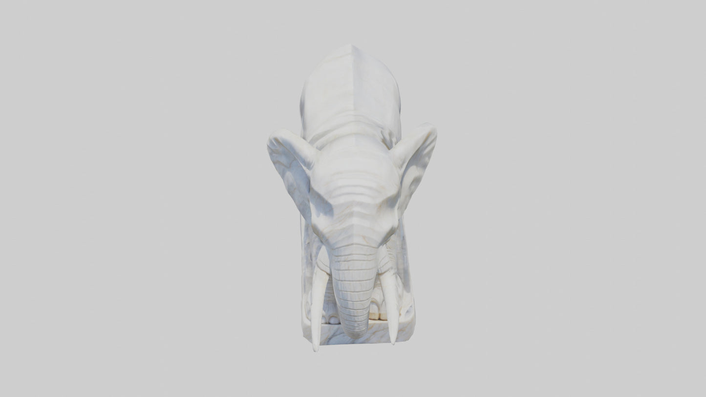 3D model Giant Marble Elephant statue model VR / AR / low-poly