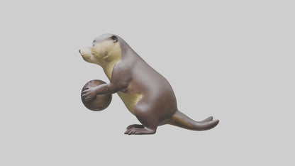 3D model Giant River Otter playing model VR / AR / low-poly