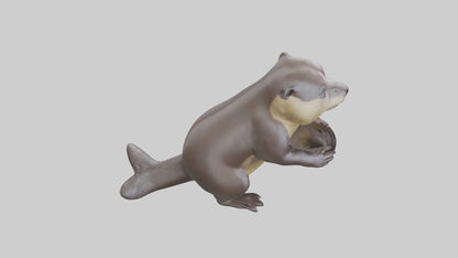 3D model Giant River Otter playing model VR / AR / low-poly