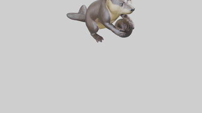 3D model Giant River Otter playing model VR / AR / low-poly
