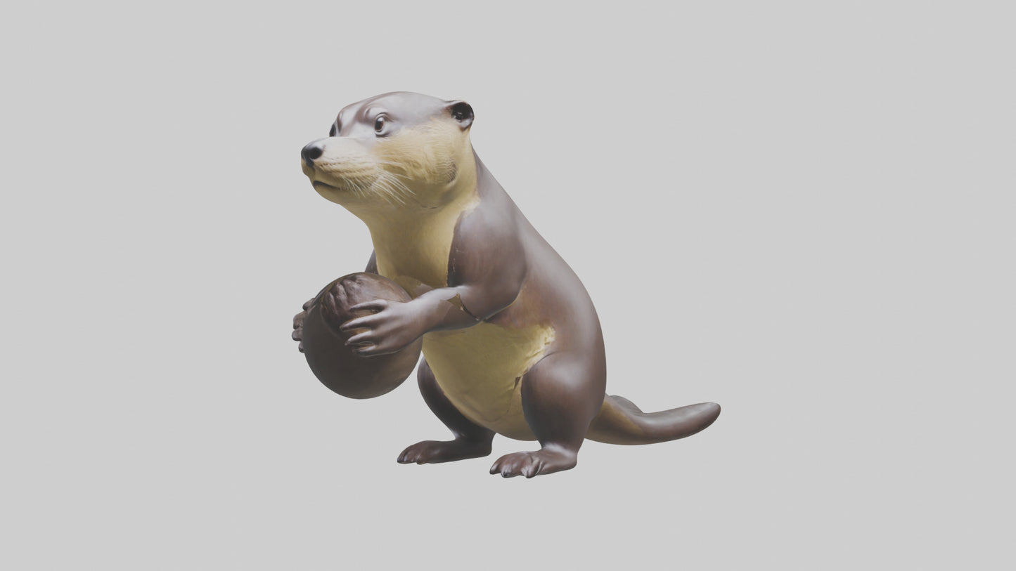 3D model Giant River Otter playing model VR / AR / low-poly