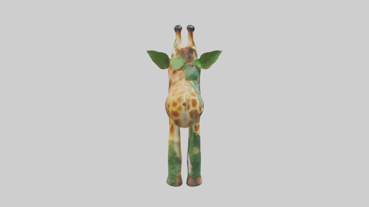 3D model Giraffe eating leaves model VR / AR / low-poly