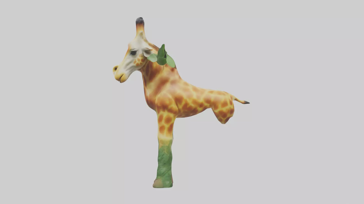 3D model Giraffe eating leaves model VR / AR / low-poly