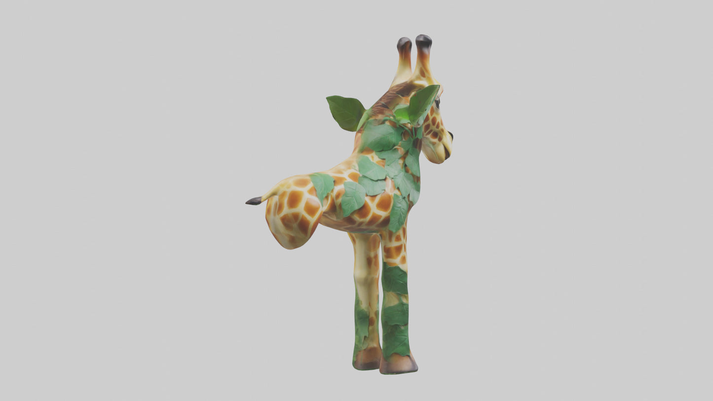 3D model Giraffe eating leaves model VR / AR / low-poly