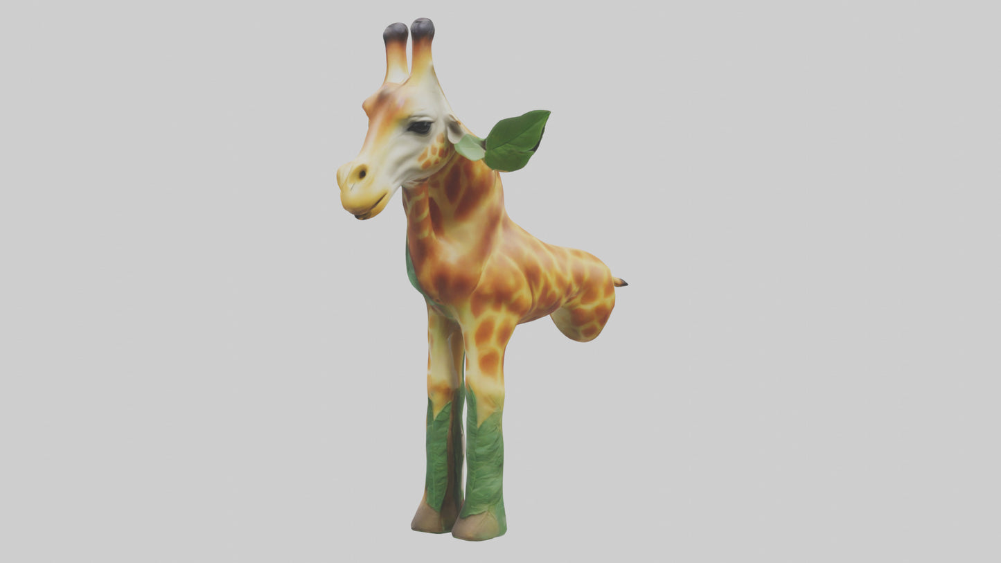 3D model Giraffe eating leaves model VR / AR / low-poly